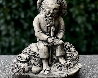 Stone Garden Fisherman Fish Man Ornament Statue - Etsy