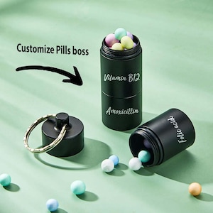 Llavero grabado personalizado Pastillero Regalos creativos portátiles