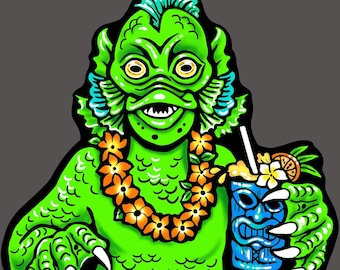 Calcomanía Holográfica Tiki Tribe Creature Original BlauersArt