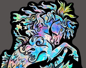 Decal Hippocampus Seahorse Original BlauersArt Holographic