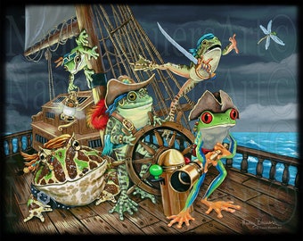 Captain Croaker Sets Sail Fine Art Print