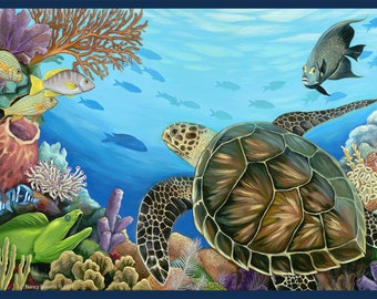 Tortuga Wall Hawksbill Sea Turtle Fine Art Print