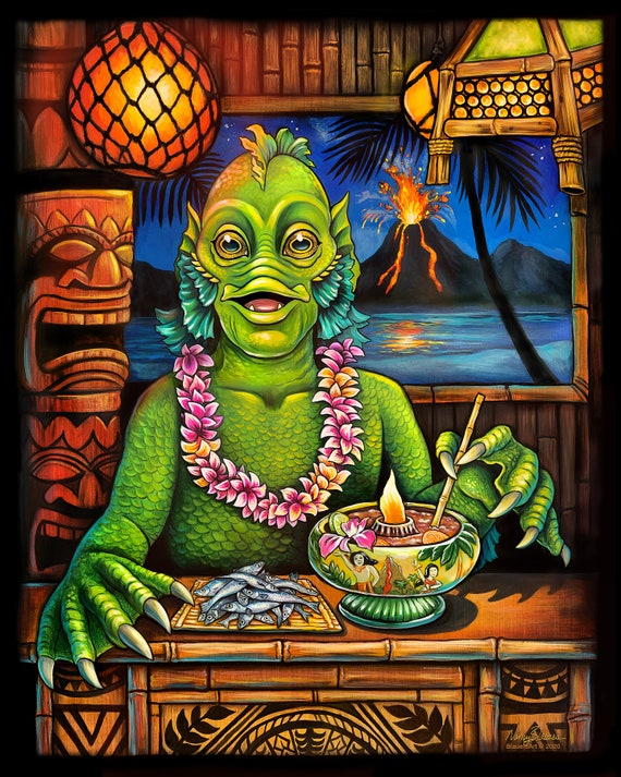 Tiki Bar Creature Party Fine Art Print 20inches X Etsy