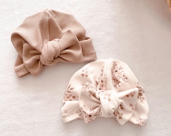 Turban naissance bebe  - turban bébé fille - bonnet naissance avec tissus motifs