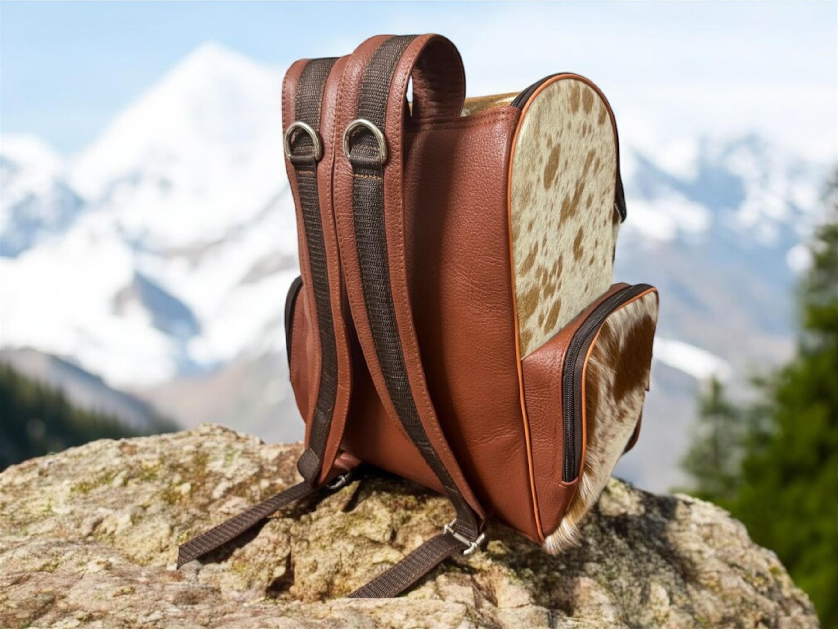Handmade Cow Hairon Leather Backpack: Rustic Western Style  display picture 2