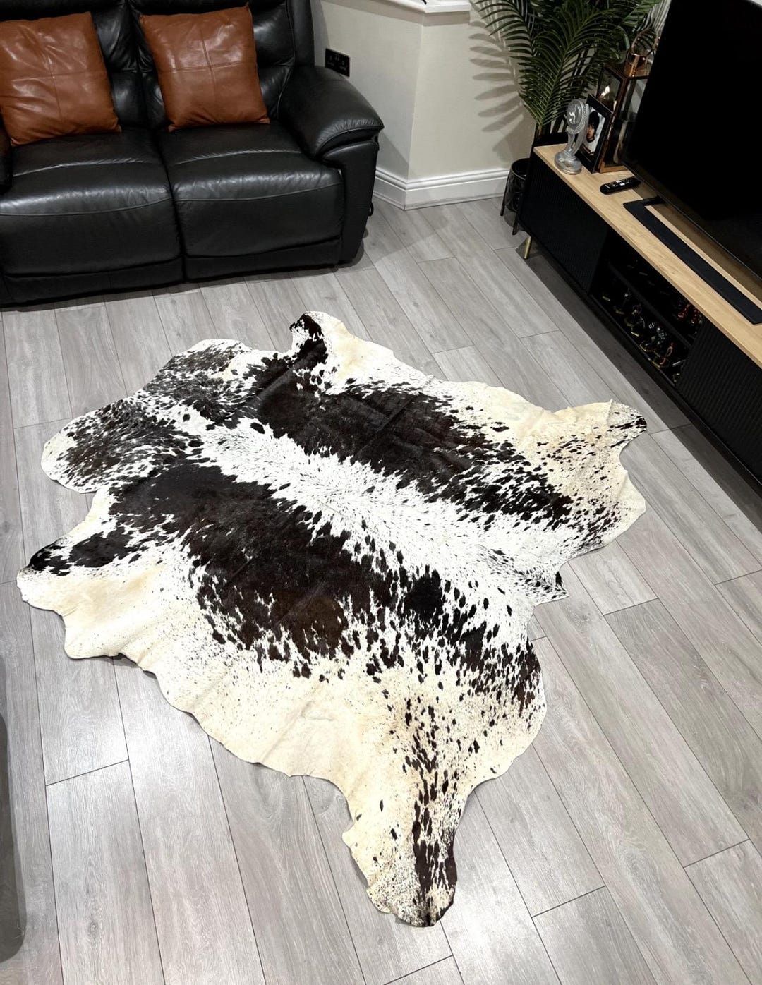 Genuine Black & White Spotted Cowhide Rug: Natural, Luxurious - Etsy