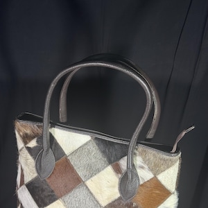 Cow Hairon Leather Tote Bag: Western Patchwork Bohemian Handbag image 4