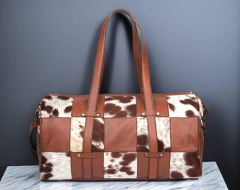 Handgemachte Rindsleder Patchwork Seesack: Western Style Leder Reisetasche