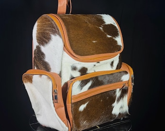 Handmade Cow Hairon Leather Backpack: Rustic Western Style