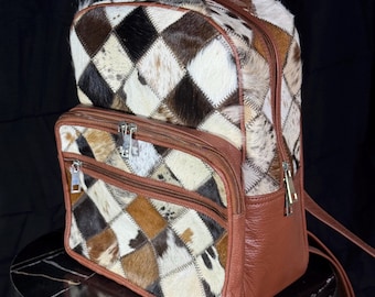 Cow Hairon Leather Backpack: Rustic Chic Western Style