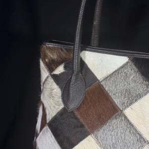 Cow Hairon Leather Tote Bag: Western Patchwork Bohemian Handbag image 5