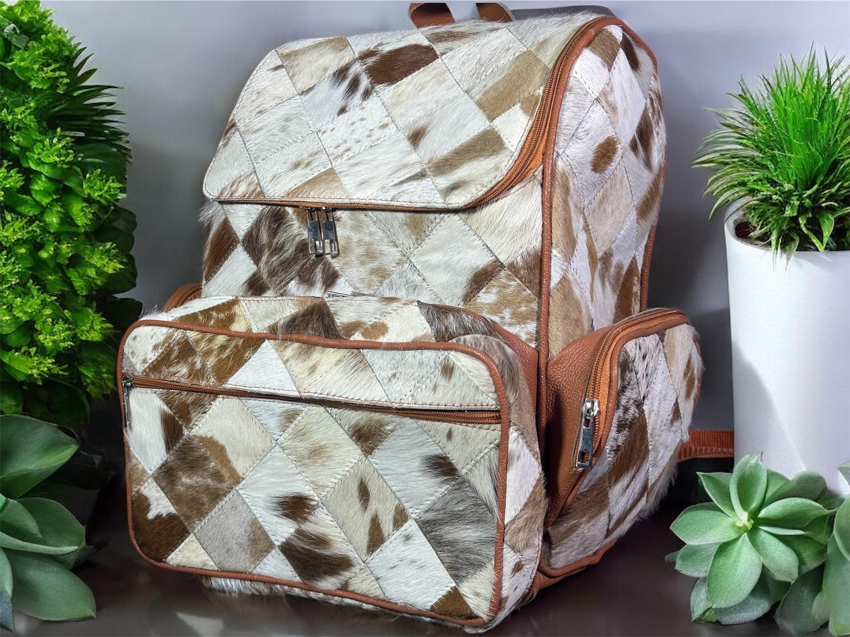 Handmade Cow Hairon Leather Backpack: Rustic Western Style 