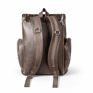 Handmade Genuine Cowhide Backpack | Brown & White Spotted Leather Backpack | Large Western Rucksack with Pockets. image 4