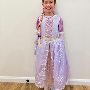 Girls Rapunzel Dress: Purple Princess Costume with Braid, Wand & Tiara