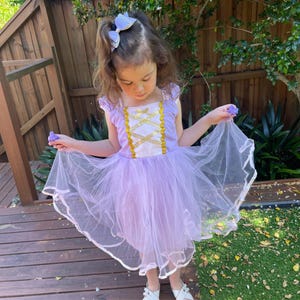 Rapunzel Inspired Princess Dress: Birthday Party Costume with Braid, Wand & Tiara