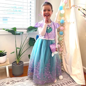 Girls little mermaid costume Kids party dress Ariel Dress for Birthday princess princess Holloween Disney costume dress up book week