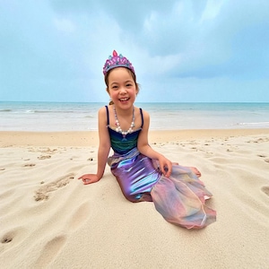 Kids Mermaid Princess Costume: Iridescent Tail, Optional Tiara