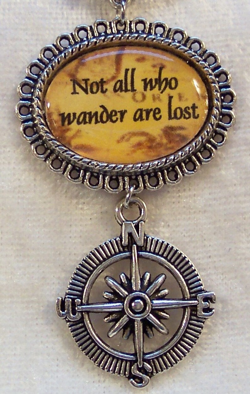 Not All Who Wander Are Lost Necklace Compass Charm