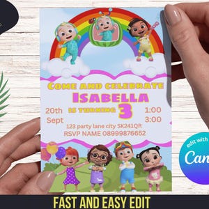 Modelo de convite de aniversário de bebê | Convite digital para festa infantil | Download instantâneo | Impressão personalizada para meninas