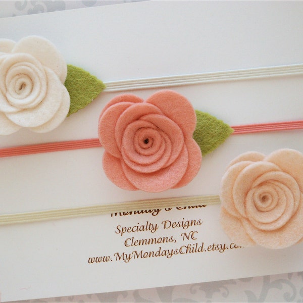 Baby Headband Set, Baby Flower Headband, Baby Headband, Felt Flower Headband, Felt Baby Headband, Newborn Headband, Toddler Headband