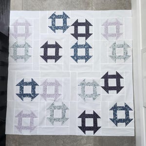 UNFINISHED Quilt Top - Blue Purple Lavender White Baby/Toddler Crib Size - Ready to Finish