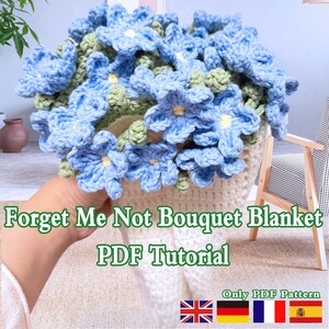 Vergissmeinnicht Blumenstrauß Decke Häkelanleitung, digitaler Download, PDF Vergissmeinnicht Strickmuster, häkeln Vergissmeinnicht Blumenstrauß