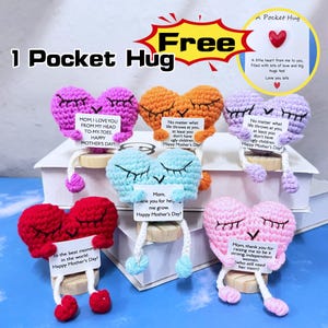 Entzückende handgemachte häkeln Herz Plüsch mit Bein,Vatertag Herz,Häkeln Liebesherz,Umarmung Tasche Herz Karte/Herzen,Abschluss Geschenk,Herz Puppe