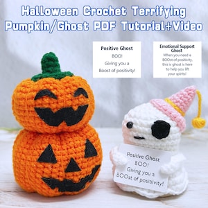 DIY Easy Crochet Ghost/Pumpkin PDF Pattern+Video,Pumpkin Crochet Pattern,Ghost Crochet Pattern,Halloween Crochet Patterns,Ghosts With Hats