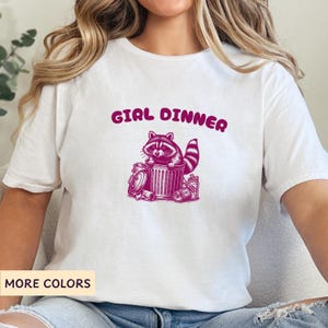 T-shirt meisjesdiner, shirt schattig wasbeer, dwaze cartoon woordspeling T-shirt, shirt chaotische losgeslagen vuilnispanda, grafisch T-shirt meme, feministisch liberaal shirt