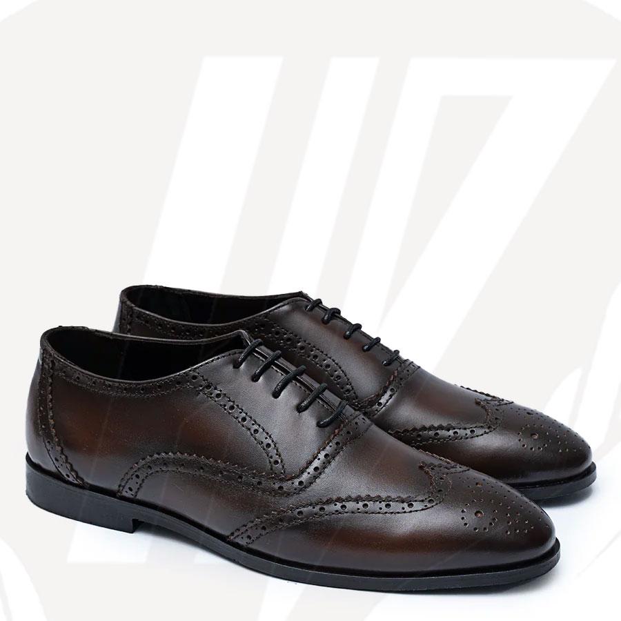 Vintage Men\'s Brown Leather Wingtip Oxford Dress Shoes Goodyear Welt Size 10.5 D Handmade Dark Brown Leather Wingtip Oxfords, Goodyear Welt  main image 4