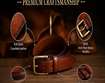 Cintura da uomo in pelle pieno fiore realizzata a mano su misura / 4 colori intramontabili / Unisex / Cintura elegante e casual, regalo per lui, regalo per lei, regalo per papà