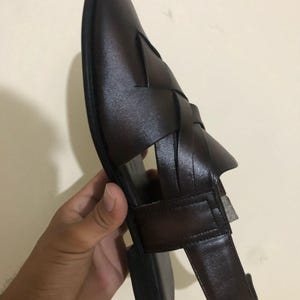 Handmade Brown Leather Peshawari Chappal Sandals: Traditional Mens Footwear | Fitville Men's leather shoe, Gift for him image 6