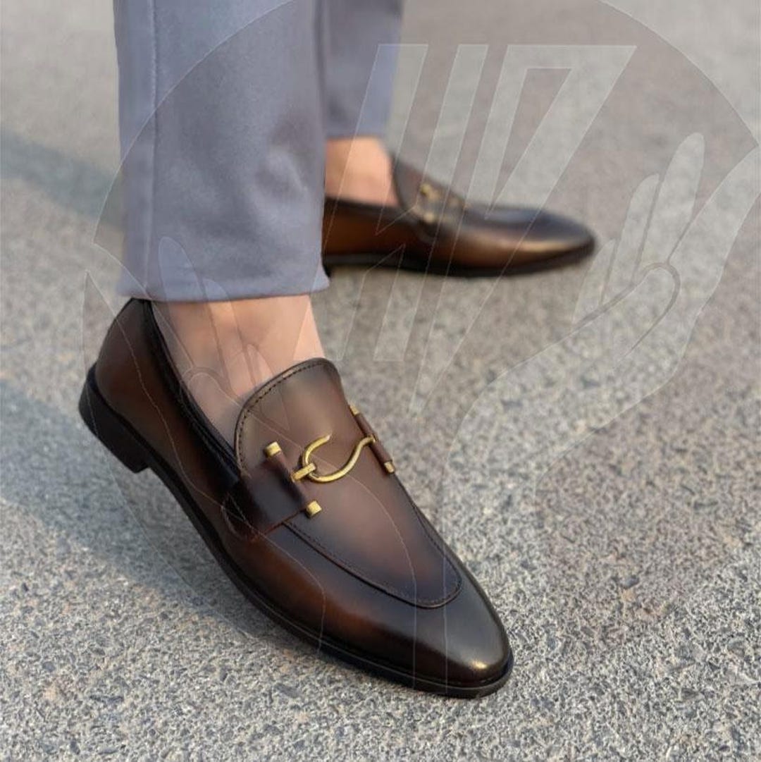 Handmade Burnished Brown and Black Leather Loafers: Mens Dress Shoes With Gold Accent - Etsy Handmade Burnished Brown and Black Leather Loafers: Mens Dress Shoes With Gold Accent - Etsy