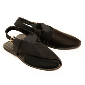 Handmade Black leather sandal | Peshawari chappal | Slip on leather shoes | Ethnic summer footwear | gift for him, gift for bf, gift for dad