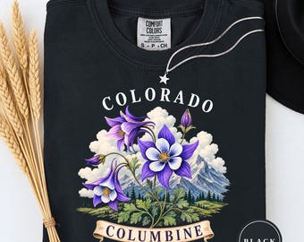 Colorado State Flower Shirt, Rocky Mountain Columbine Watercolor Tee, Vintage Colorado Pride Souvenir T-Shirt for Nature Lovers