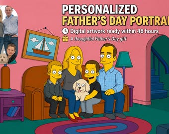 Personalized Simpsons Portrait: Custom Family Cartoon Art Gift