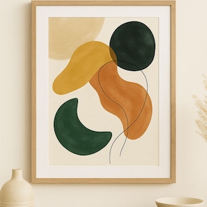 Impresión de arte mural abstracto en tonos terrosos, decoración minimalista bohemia, descarga digital, póster moderno de mediados de siglo, arte neutral para sala de estar, archivo imprimible