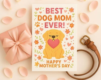 hundmamma mors dag-kort från hund bästa hundmamma någonsin kort söt valpkort utskrivbart husdjursmammakort hundälskare gåva grattis på mors dag-kort
