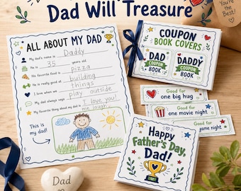Father's Day Keepsake Bundle for Kids, 70+ pages Printable Activity Pack (PDF)