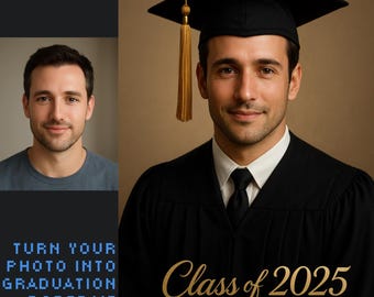 Custom Graduation Portrait: Cap and Gown Photo Edit (Digital Download)