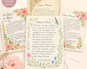 Editable Handwritten Letter to Mom Card: Last Minute Mother’s Day Gift Heartfelt Keepsake (PDF)