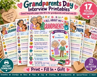 All About My Grandparents Printable Bundle: 17 Grandma, Grandpa, Nana, Papa & Special Person Worksheets