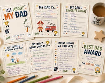 All About My Dad Printable Book, Father’s Day Questionnaire for Kids, Dad Gift From Child, Printable Father’s Day Activity Pages