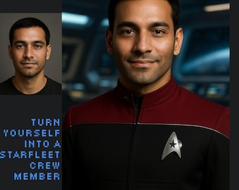 Custom Starfleet Uniform Portrait: Sci-Fi Portrait, Starship Bridge (Digital Art)