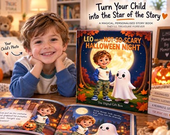 Personalized Halloween Storybook for Kids, Custom Photo Adventure About Bravery & a Friendly Ghost