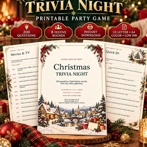 Christmas Trivia Game: 200 Questions, Printable PDF & Editable Quiz with Answers