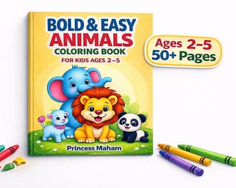 Animals Coloring Book for Kids Ages 2-5 – Bold & Easy (PDF)