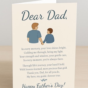Vaderdagkaart van zoon oprecht gedicht voor vader afdrukbare kaart voor vader digitale kaart lieve vader kaart vader verjaardagskaart vader cadeau van zoon