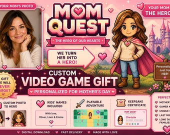 Regalo speciale personalizzato per la Festa della Mamma, regalo per mamme gamer, gioco con personaggio personalizzato per la mamma, regalo digitale unico per la mamma