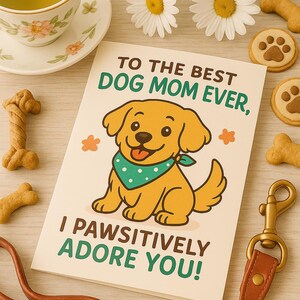 Cartão de dia das mães para mães de cachorros, o melhor cartão de mãe de cachorro de todos os tempos, cartão fofo para mães de cachorros, cartão para mães de animais de estimação para impressão, eu te adoro ternamente, presente para amantes de cães